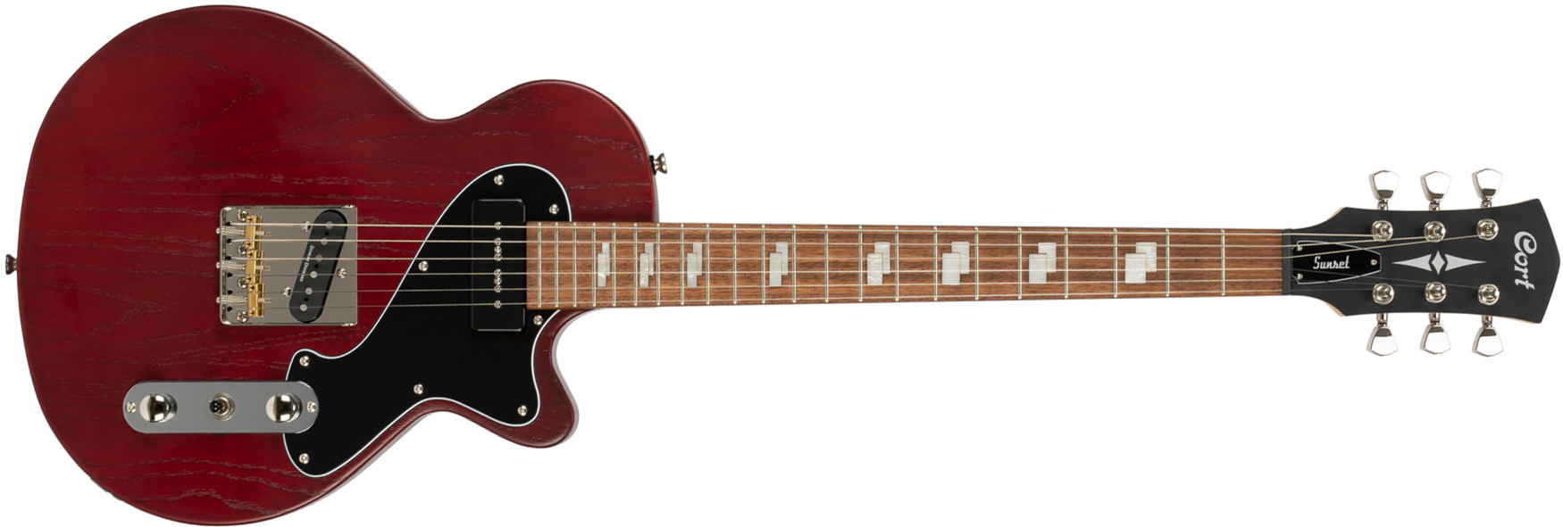 Cort Sunset Tc Opbr Ss Ht Jat - Open Pore Burgundy Red - Single-Cut-E-Gitarre - Main picture