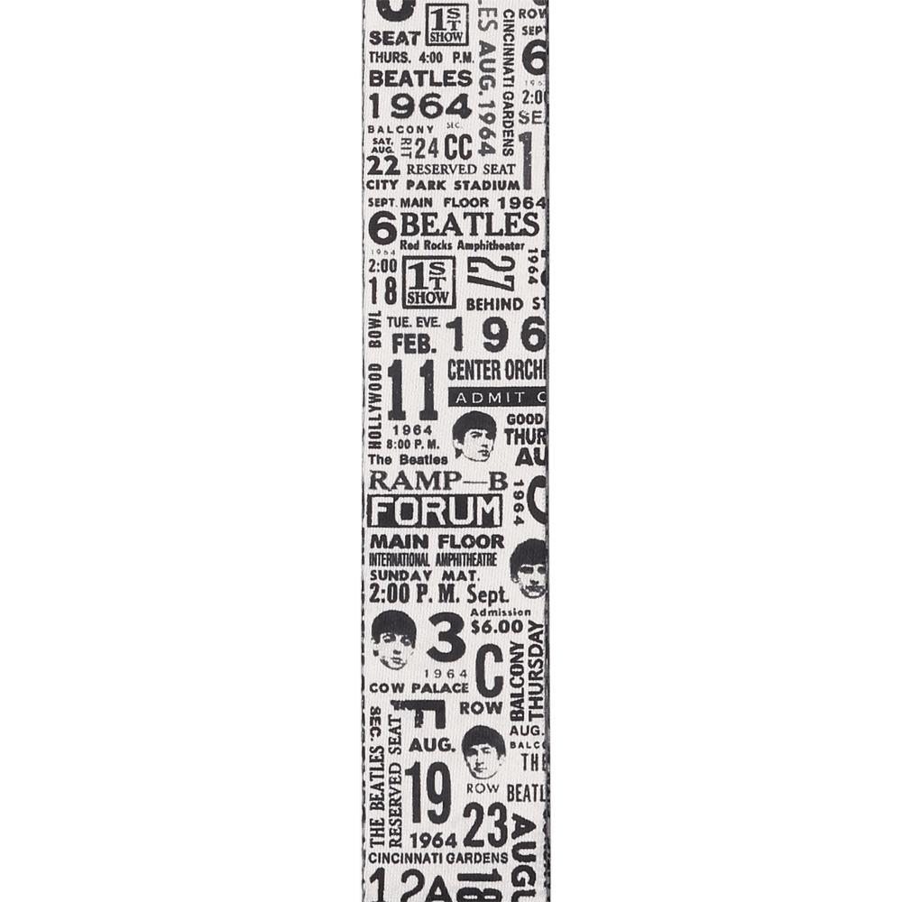 D'addario 50btl13 Beatles 1964 Us Tour Ticket Stubs Guitar Strap, Black And White - Gitarrengurt - Variation 1
