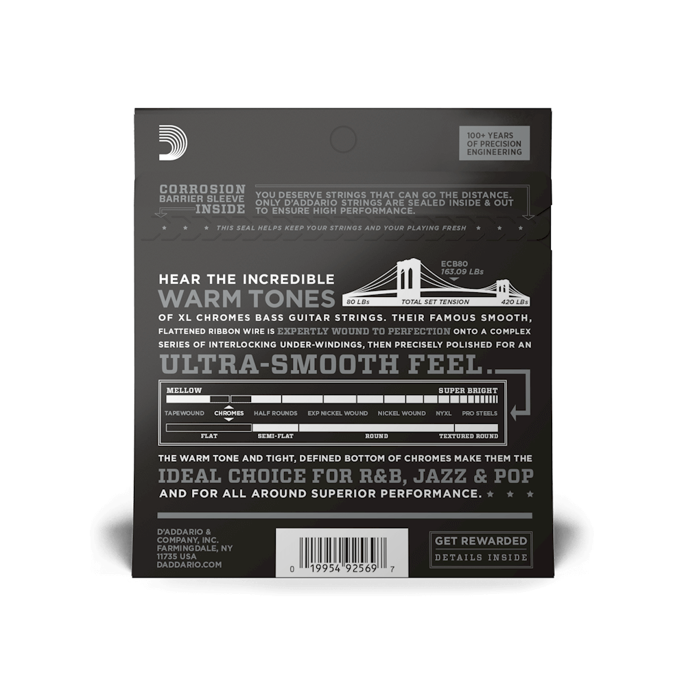 D'addario Jeu De 4 Cordes Ecb80 Bass (4) Chromes Super Light / Long Scale 40-95 - E-Bass Saiten - Variation 1