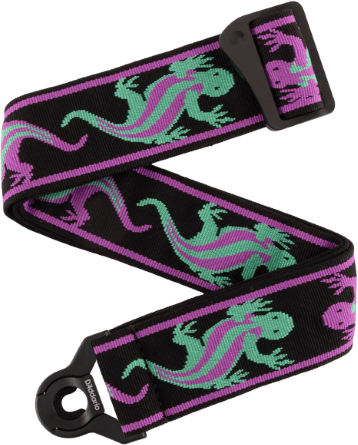 D'addario 50balpw01 Auto Lock Vintage Planet Waves, Lizards Green/purple - Gitarrengurt - Main picture