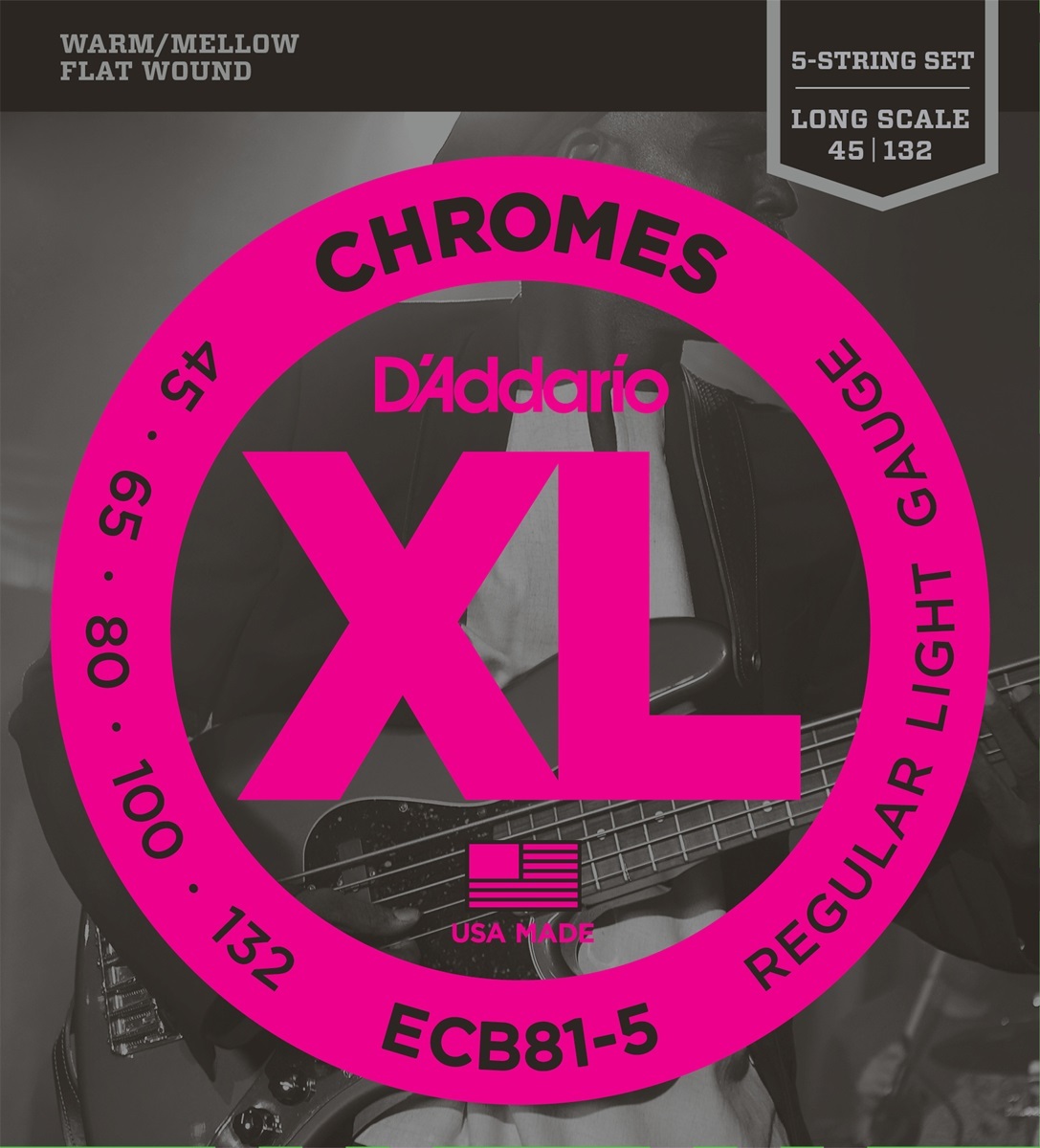 D'addario Jeu De 5 Cordes Basse Elec. 5c Chromes Long Scale 045.132 Ecb81.5 - E-Bass Saiten - Main picture
