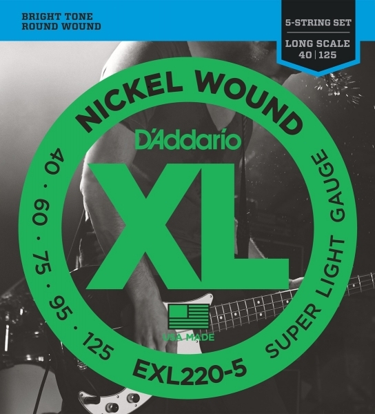 D'addario Jeu De 5 Cordes Basse Elec. 5c Nickelwound Long Scale 040.125 Exl220.5 - E-Bass Saiten - Main picture