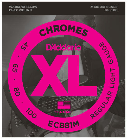 D'addario Ecb81m Chromes Flatwound Bass Medium Scale 4c 45-100 - E-Bass Saiten - Main picture