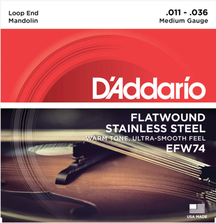 D'addario Efw74 Mandolin Strings Flatwound Stainless Steel Medium 11-36 - Mandoline Saiten - Main picture