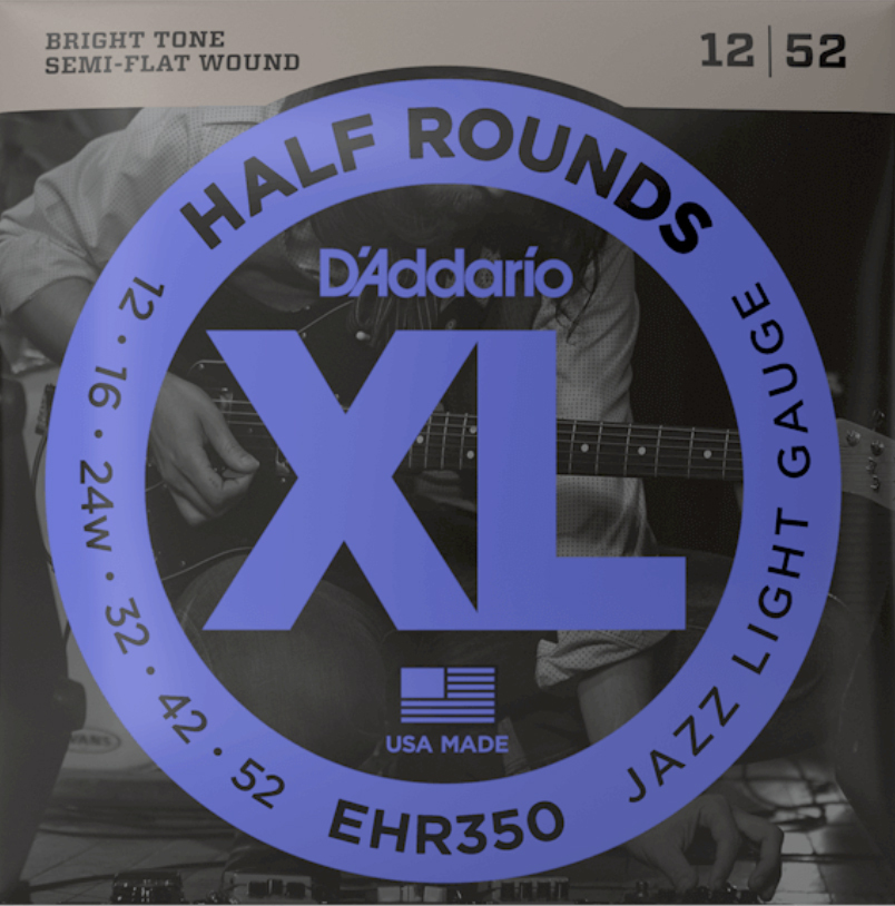 D'addario Ehr350 Half Round Jazz Light Electric Guitar 12-52 - E-Gitarren Saiten - Main picture