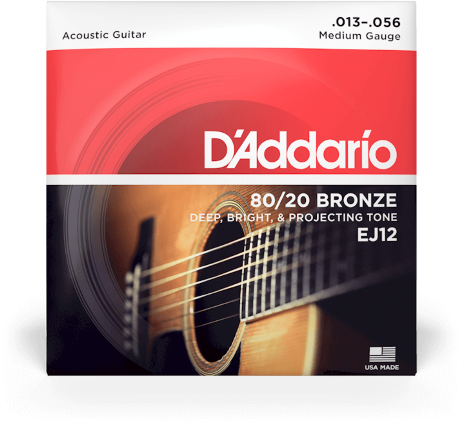 D'addario Ej12 80/20 Bronze Acoustic Guitar Strings, Medium, 13-56 - Westerngitarre Saiten - Main picture