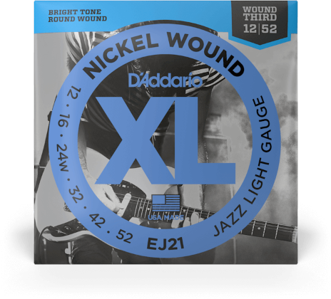 D'addario Jeu De 6 Cordes Ej21 Nickel Round Wound Jazz Light 12-52 - E-Gitarren Saiten - Main picture