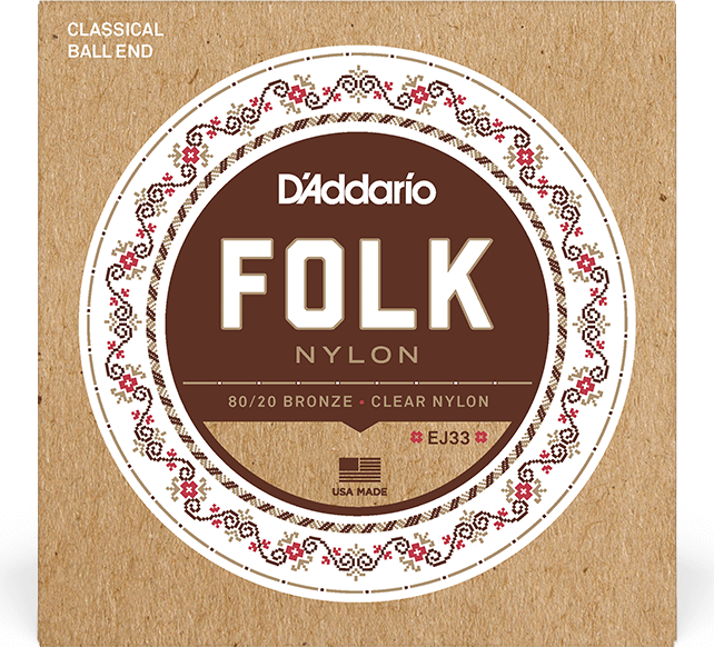 D'addario Ej33 Folk Nylon (6) 80/20 Bronze Wrap, Nylon Core, Clear Nylon Trebles Ball End - Konzertgitarre Saiten - Main picture