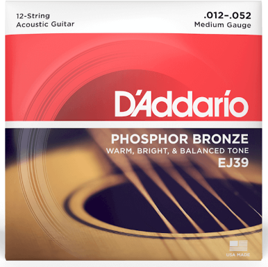 D'addario Jeu De 12 Cordes Ej39 Phosphor Bronze Acoustic Guitar Medium 13-56 - Westerngitarre Saiten - Main picture