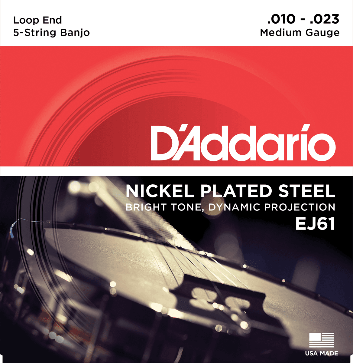 D'addario Ej61 5-string Bango Medium Nickel Plated Steel 010-023 - Banjo Saiten - Main picture