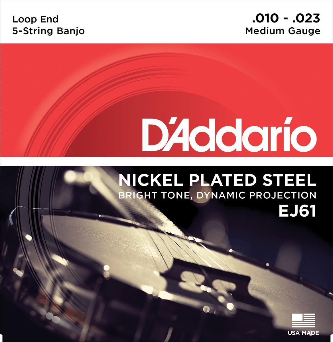 Banjo saiten D'addario EJ61 5-String Bango 010-023 - Saitensätze 
