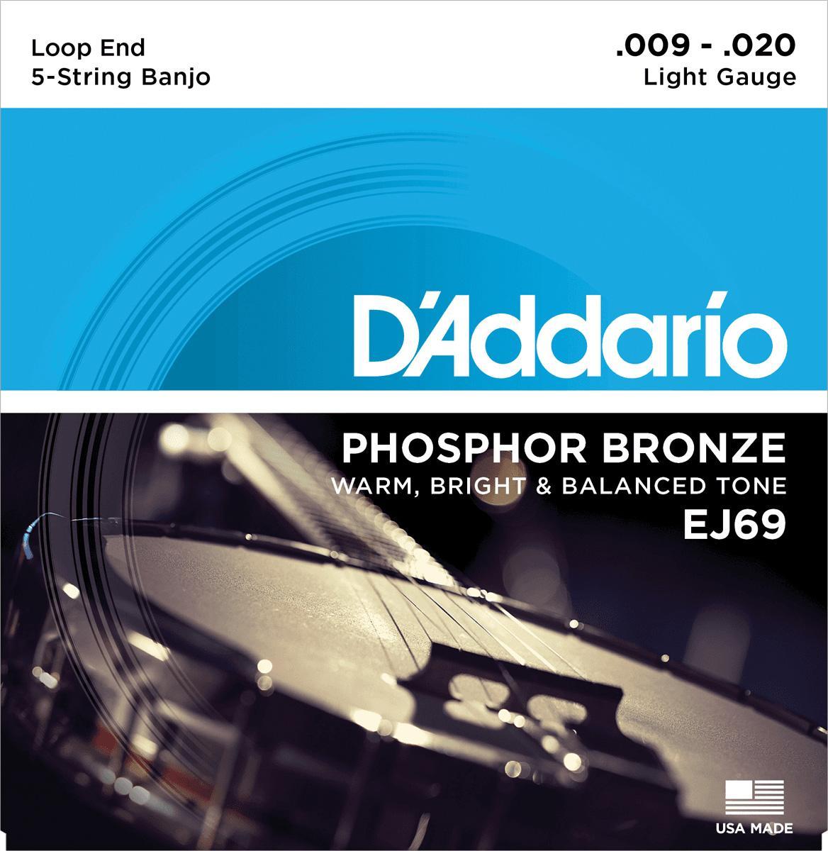 Banjo saiten D'addario EJ69 5-String Banjo Phosphor Bronze 9-20
