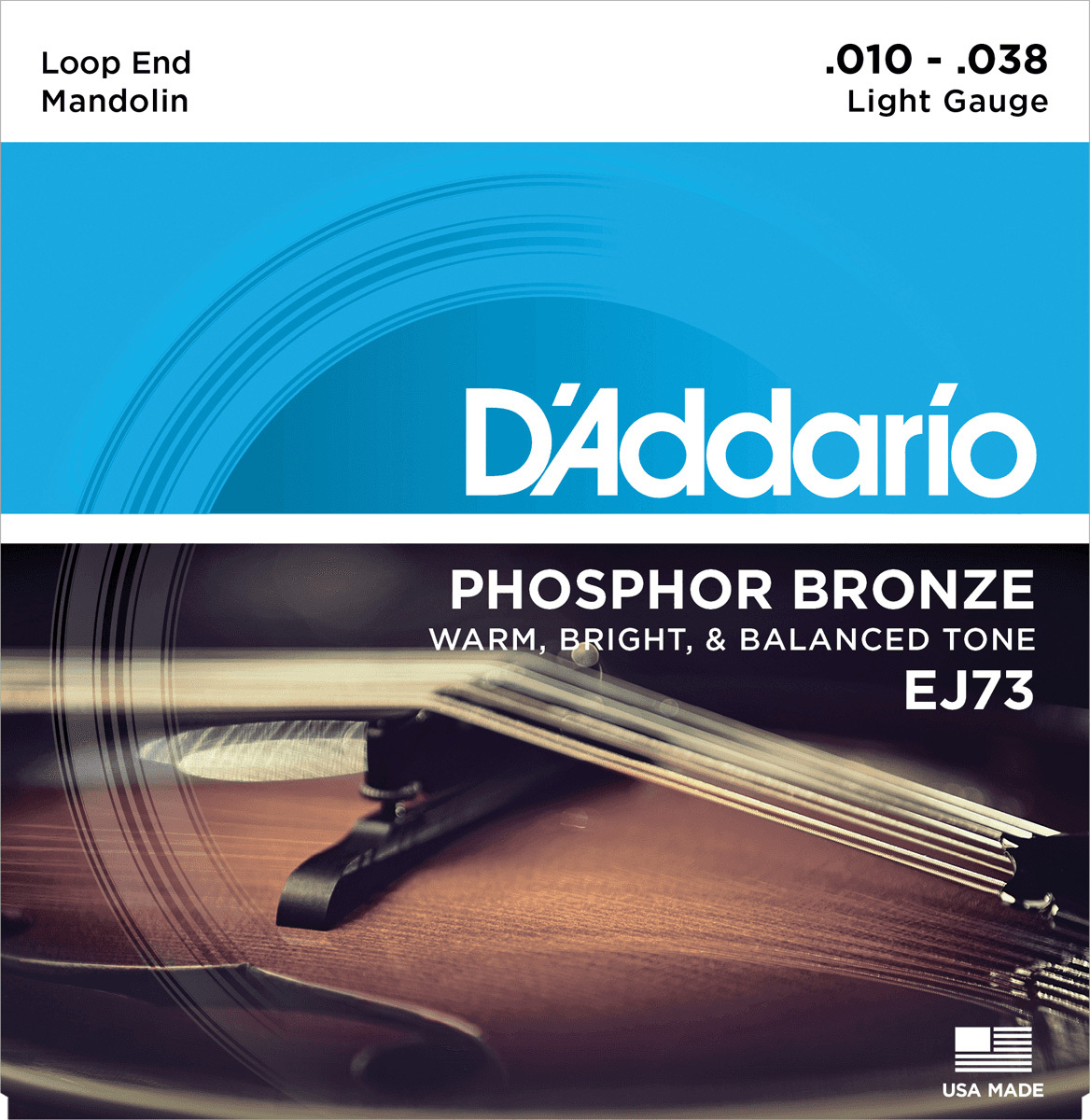 D'addario Ej73 Mandolin Strings Phosphor Bronze Light 10-38 - Mandoline Saiten - Main picture