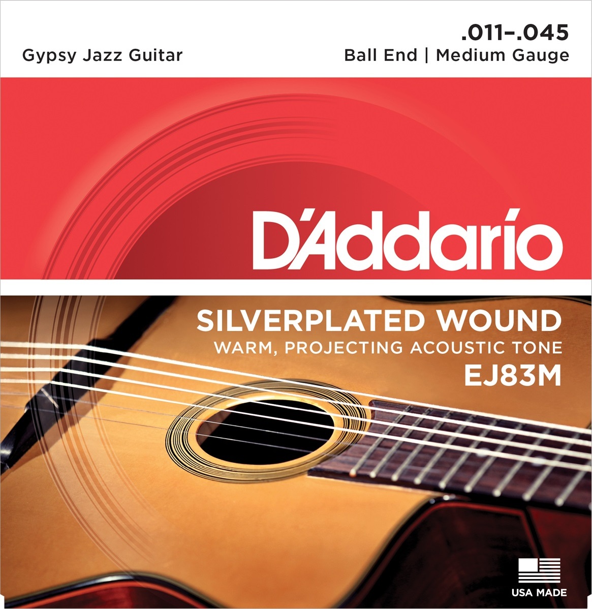 D'addario Ej83m Acoustic Gipsy Jazz Medium Ball End 11-45 - Konzertgitarre Saiten - Main picture