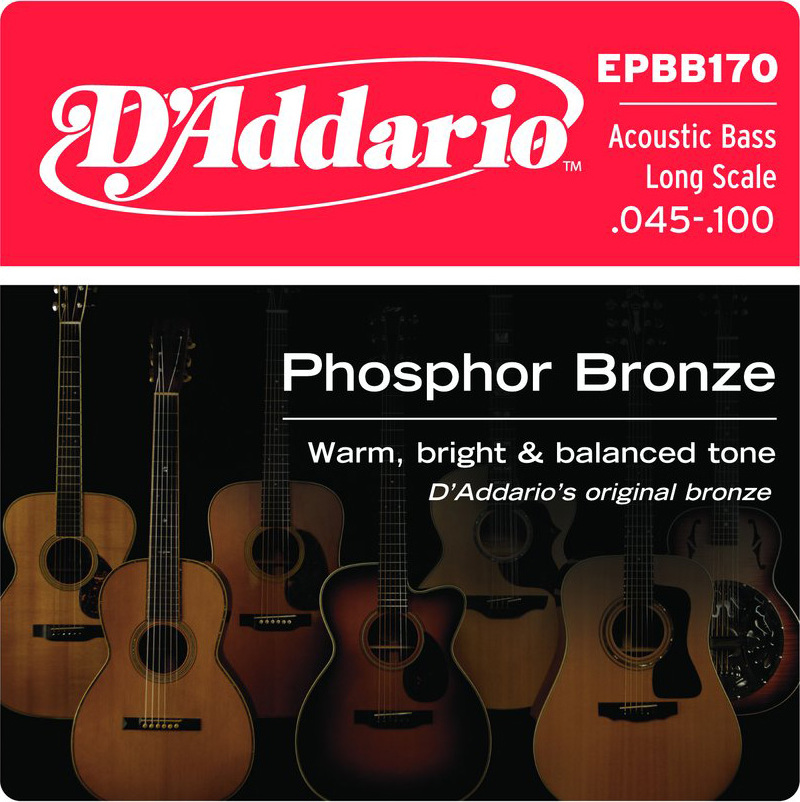 D'addario Jeu De 4 Cordes Epbb170 Phosphor Bronze Acoustic Bass Long Scale 45-100 - Akustikbass Saiten - Main picture