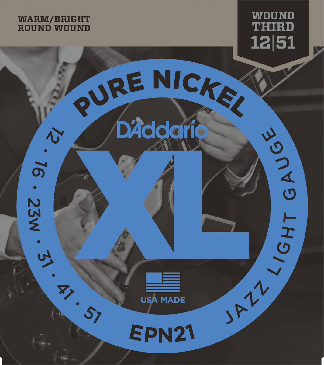D'addario Jeu De 6 Cordes Epn21 Xl Pure Nickel - Jazz Light - 012-051 - E-Gitarren Saiten - Main picture