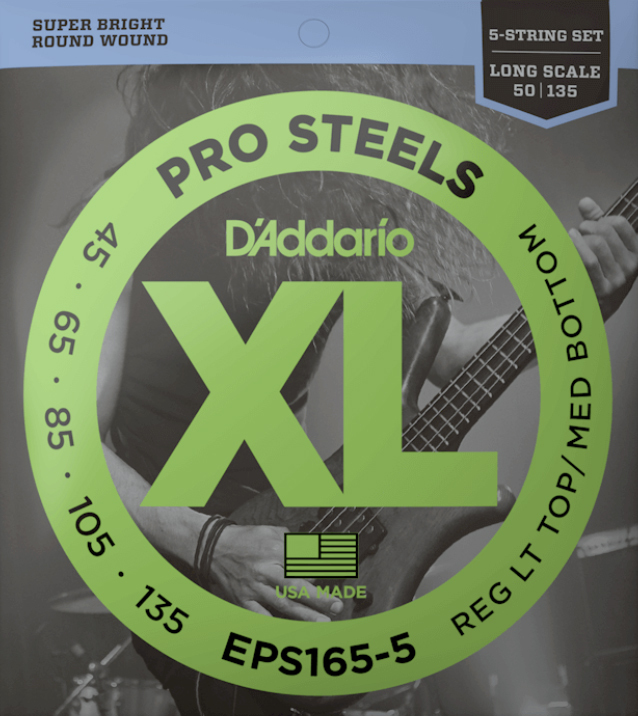 D'addario Eps165-5 Prosteels Round Wound Electric Bass Long Scale 5c 45-135 - E-Bass Saiten - Main picture