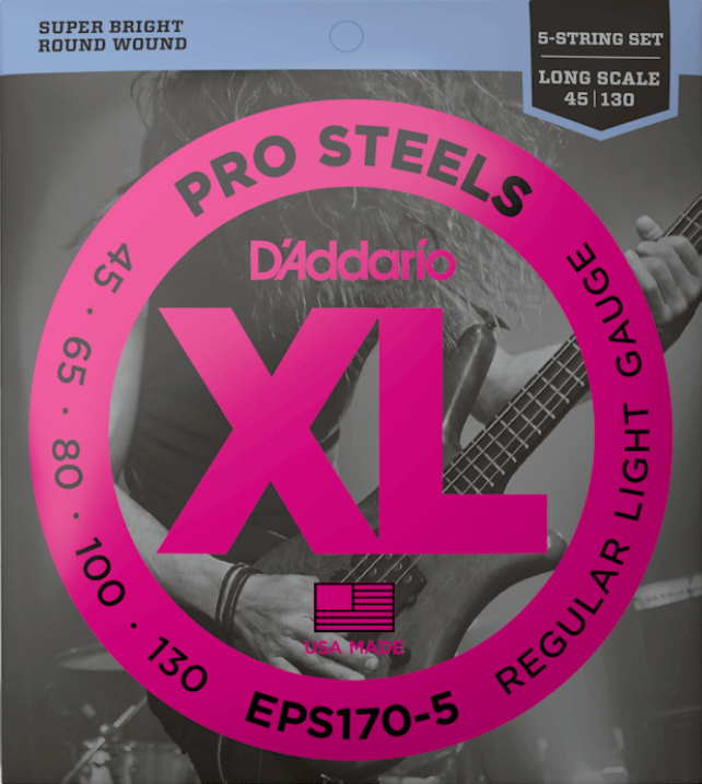 D'addario Eps170-5 Prosteels Round Wound Electric Bass Long Scale 5c 45-130 - E-Bass Saiten - Main picture