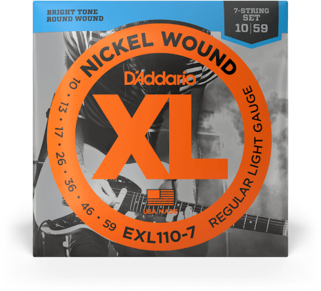D'addario Jeu De 7 Cordes Exl110-7 Nickel Round Wound 7-string Regular Light 10-59 - E-Gitarren Saiten - Main picture