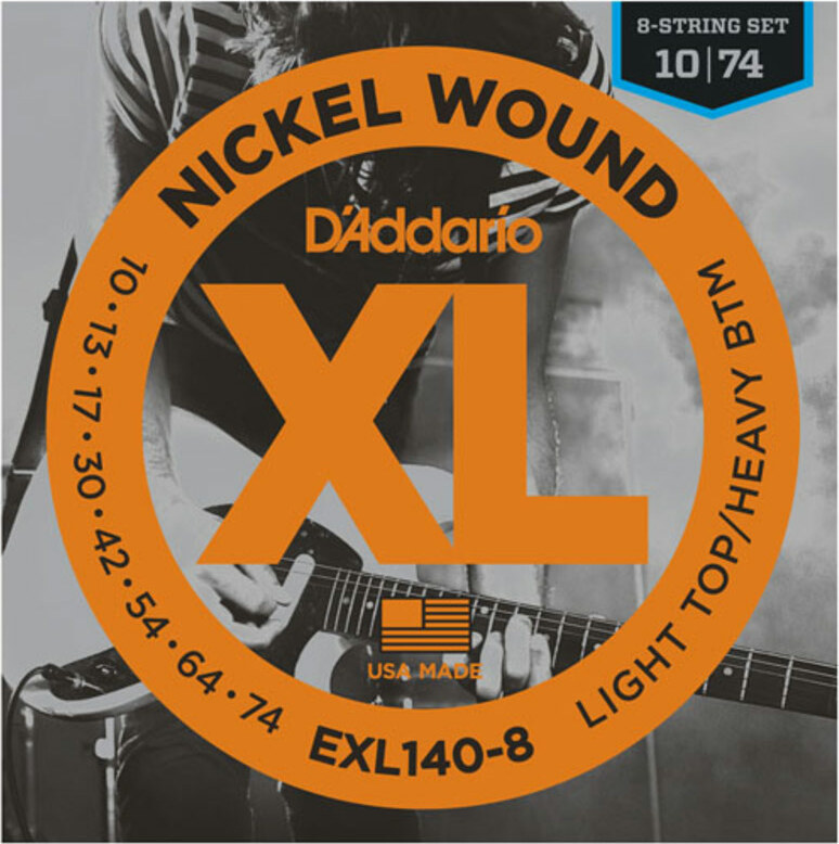 D'addario Jeu De 8 Cordes Exl140-8 Nickel Round Wound 8-string Lthb 10-74 - E-Gitarren Saiten - Main picture