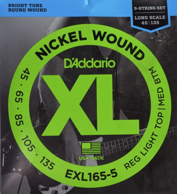 D'addario Exl165-5 Nickel Round Wound Electric Bass Long Scale 5c 45-135 - E-Bass Saiten - Main picture
