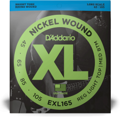 D'addario Jeu De 4 Cordes Exl165 Nickel Round Wound Bass Long Scale Custom Light 45-105 - E-Bass Saiten - Main picture