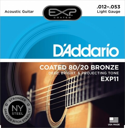D'addario Exp11ny Coated 80/20 Bronze Extra Light 12-53 - Westerngitarre Saiten - Main picture