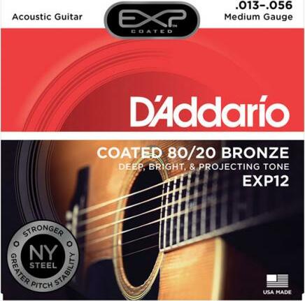 D'addario Jeu De 6 Cordes Exp12 Coated 80/20 Bronze Medium Gauge 13-56 - Westerngitarre Saiten - Main picture