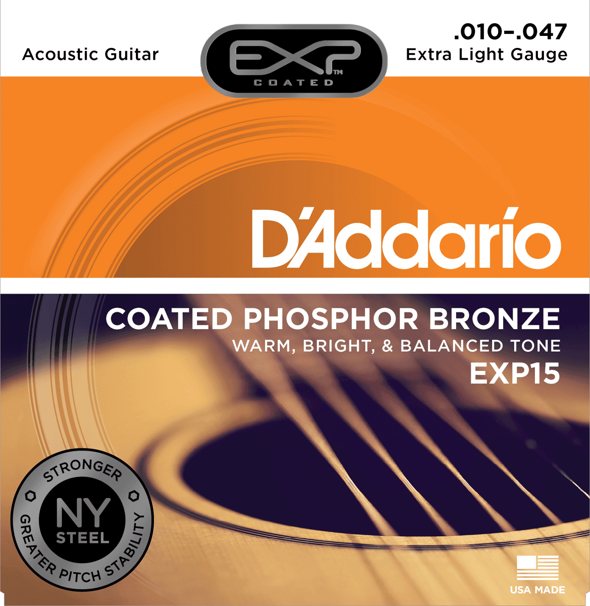D'addario Exp15ny Coated Phosphor Bronze Extra Light 10-47 - Westerngitarre Saiten - Main picture