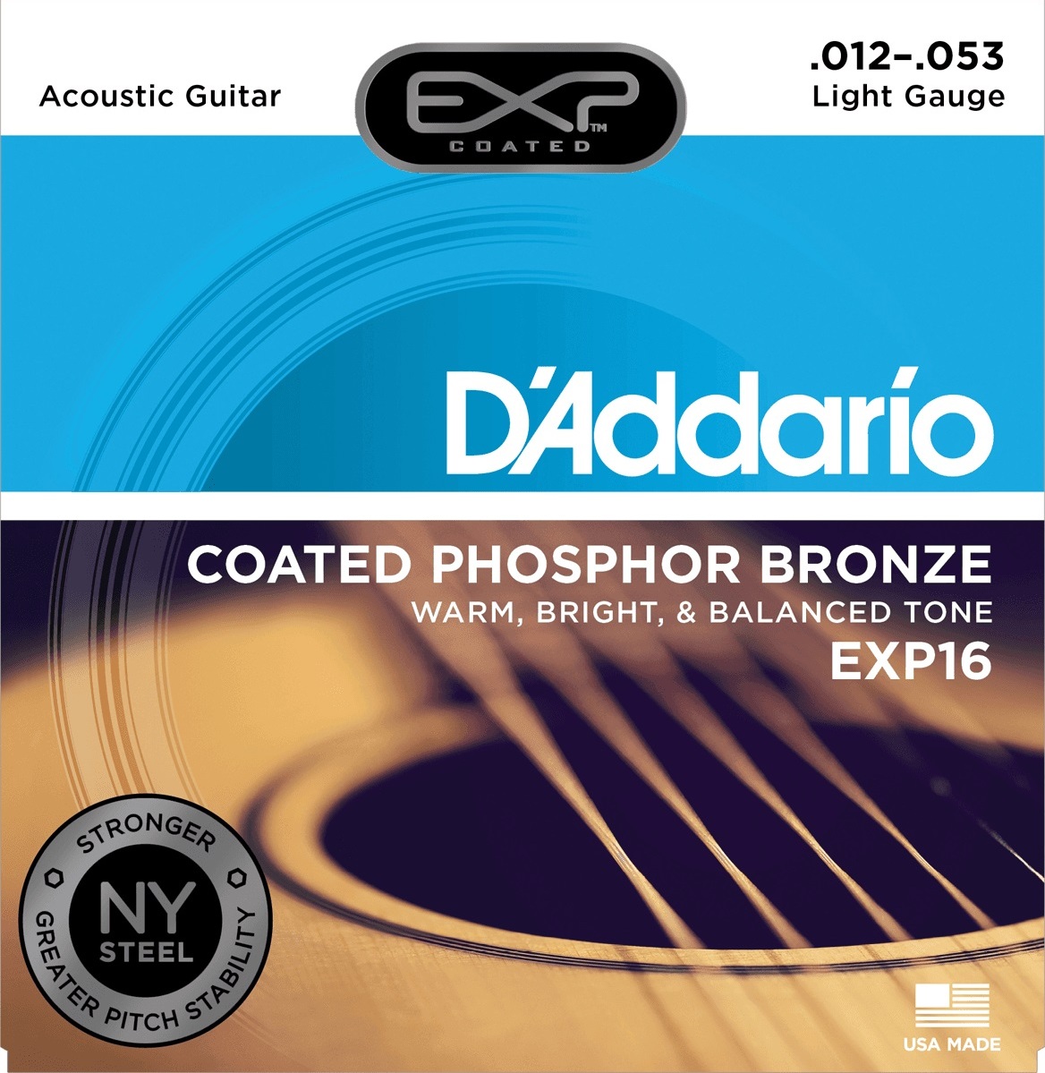 D'addario Exp16ny Coated Phosphor Bronze Light  12-53 - Westerngitarre Saiten - Main picture