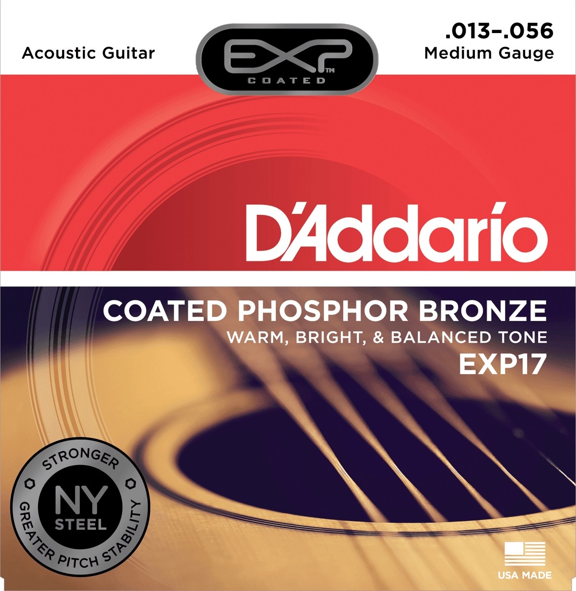 D'addario Jeu De 6 Cordes Exp17ny Coated Phosphore Bronze Medium Gauge 13-53 - Westerngitarre Saiten - Main picture