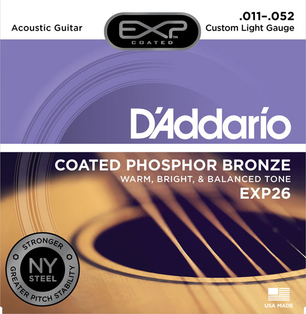 D'addario Exp26ny Coated Phosphor Bronze Custom Light 11-52 - Westerngitarre Saiten - Main picture