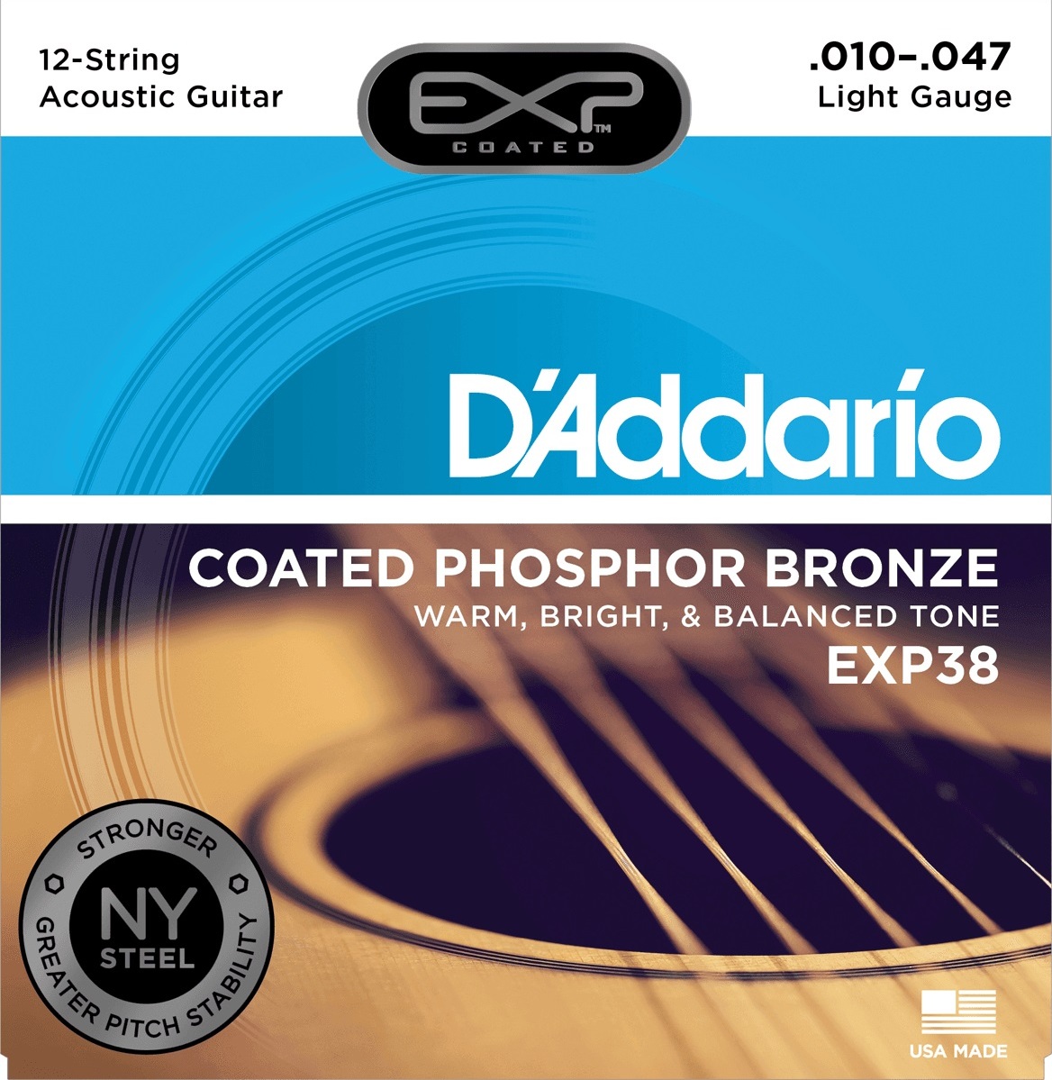 D'addario Exp38 Coated Phosphor Bronze Light 12-string 10-47 - Westerngitarre Saiten - Main picture