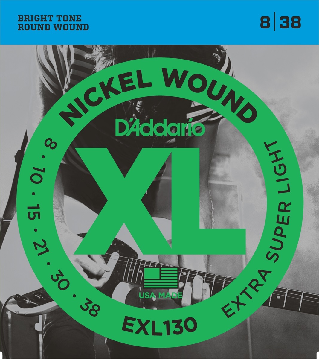 D'addario Jeu De 6 Cordes Guit. Elec. 6c Nickel Wound 008.038 Exl130 - E-Gitarren Saiten - Main picture