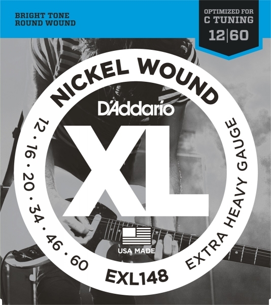 D'addario Jeu De 6 Cordes Guit. Elec. 6c Nickel Wound Drop C 012.060 Exl148 - E-Gitarren Saiten - Main picture