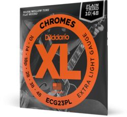 E-gitarren saiten D'addario 10-48 Extra Light, Plain Third, XL Chromes Electric Guitar Strings - Saitensätze 
