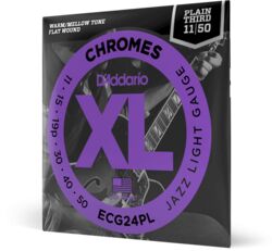 E-gitarren saiten D'addario 11-50 Jazz Light, Plain Third, XL Chromes Electric Guitar Strings - Saitensätze 