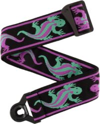 Gitarrengurt D'addario 50BALPW01 Auto Lock Vintage Planet Waves, Lizards Green/Purple
