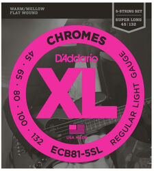 E-bass saiten D'addario ECB81-5SL Electric Bass 5-String Set Chromes Flat Wound Super Long Scale 45-132 - 5-saiten-set