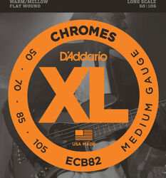 E-bass saiten D'addario ECB82 Electric Bass 4-String Set Chromes Flat Wound Long Scale 50-105 - Satz mit 4 saiten