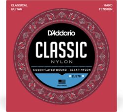 Konzertgitarre saiten D'addario EJ27H Classic (6) Silver Plated Wrap, Nylon Core, Clear Student Nylon Trebles - Saitensätze