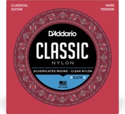 Konzertgitarre saiten D'addario EJ27H Classic (6) Silver Plated Wrap, Nylon Core, Clear Student Nylon Trebles - Saitensätze 