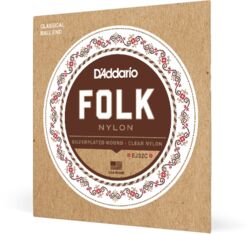 Westerngitarre saiten D'addario EJ32C Folk Nylon Ball End Silver Wound - Saitensätze