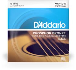 Westerngitarre saiten D'addario EJ38 Phosphor Bronze 12-String Acoustic Guitar Strings, Light, 10-47 - Saitensätze 