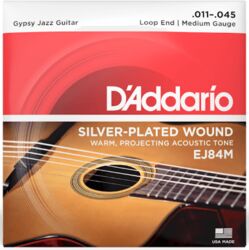 Westerngitarre saiten D'addario EJ84M Gypsy Jazz Guitar 6-String Set Loop End Medium 11-45 - Saitensätze 