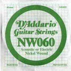 E-gitarren saiten D'addario Electric (1) NW060 Single XL Nickel Wound 060 - Saite je stück