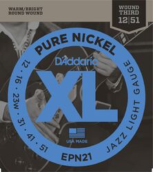 E-gitarren saiten D'addario EPN21 XL Pure Nickel - Jazz Light - 012-051 - Saitensätze 