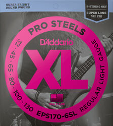 E-bass saiten D'addario EPS170-6SL Electric Bass 6-String Set ProSteels Round Wound Super Long Scale 30-130 - Saitensätze 