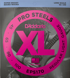 E-bass saiten D'addario EPS170 Electric Bass 4-String Set ProSteels Round Wound Long Scale 45-100 - Satz mit 4 saiten