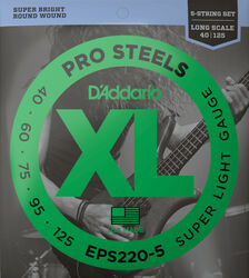 E-bass saiten D'addario EPS220-5 Electric Bass 5-String Set ProSteels Round Wound Long Scale 40-125 - 5-saiten-set